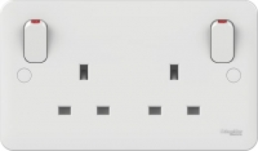 Lisse 13A 2 Gang Double Pole Socket with Outboard Rockers -