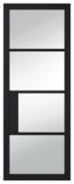 LPD Internal Chelsea Glazed Clear Primed Plus Black Door 686