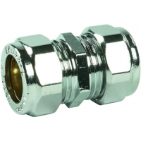 Wickes  Primaflow Chrome Plated Compression Straight Coupling - 15mm