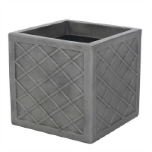 Homebase Lightweight Plastic Large Lazio Planter Pewter - 38cm