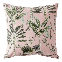 Homebase 100% Cotton Cover, 100% Polyester P Palm Print Cushion - Blush