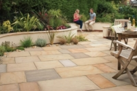 Wickes  Marshalls Sawn Versuro Smooth Golden Paving Slab 560 x 560 x