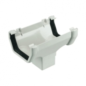 FloPlast 114mm Half Square Line Gutter Running Outlet - Whit £3.75