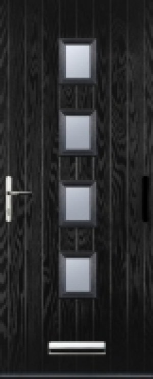 Euramax 4 Square Right Hand Black Composite Door - 840 x 210