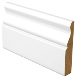 Ogee Fully Finished Satin White Skirting - 18mm x 169mm x 4.