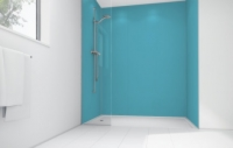 Wickes  Mermaid Sky Blue Matt Acrylic Single Shower Panel 2440mm x 9