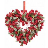Partridges Premier Decorations Premier Christmas Red Berries and Mistletoe Heart Door Wreat