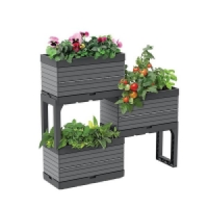 Homebase Plastic Modular Planter Set - Grey