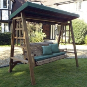 Charles Taylor Dorset Three Seat Swing with Green Cushions a £499.99