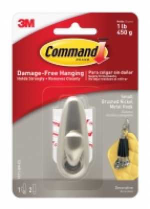 Wickes  Command Brushed Nickel Metal Small Hook