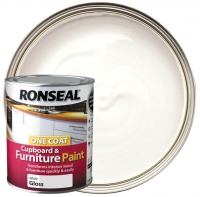 Wickes  Ronseal One Coat Cupboard & Furniture Paint - White Gloss 75