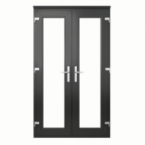 Wickes  Euramax uPVC Anthracite 4ft Grey Double Glazed French Door -