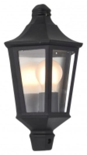 Saxby Naples Textured Black Paint & Clear Glass Lantern Ligh