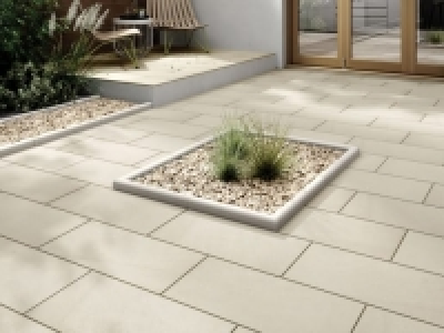 Wickes  Marshalls Sawn Sandstone Smooth Buff Multi Paving Slab 600 x