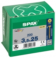 Wickes  Spax Pz Countersunk Yellox Screws - 3.5x25mm Pack Of 200
