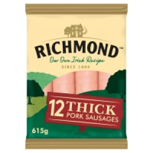 Richmond 12 Thick Pork Sausages 615g &pound;3.89