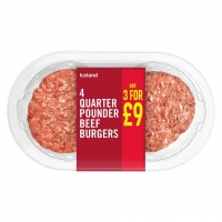 Iceland  Iceland 4 Quarter Pounder Beef Burgers 454g