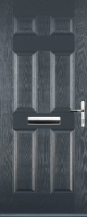Euramax 6 Panel Left Hand Grey Composite Door - 840 x 2100mm