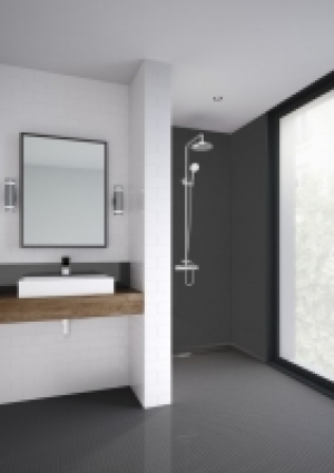 Mermaid Composite Brushed Black Vertical Tile 2 Sided Shower £463.00