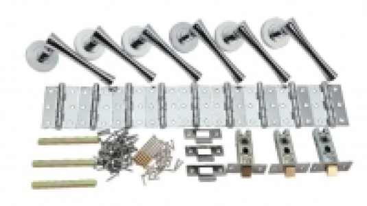 Wickes Bella Round Rose Door Handle Set - Polished Chrome 3