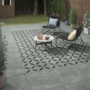 Amberley Geometric Grey Glazed Outdoor Porcelain Tile 600 x  £31.00
