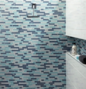 Wickes  Wickes Aqua Glass Linear Mosaic Tile - 300 x 300mm