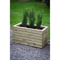 Homebase Mixed Softwood Forest Garden Wooden Linear Double Planter