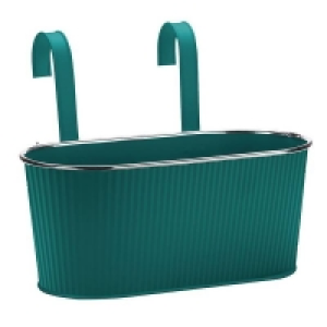 Metal House Beautiful 12in Balcony Hanging Planter - Teal