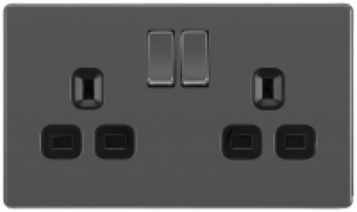 BG 13A Screwless Flat Plate Double Switched Power Socket Dou