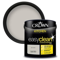 Homebase Interior Crown Easyclean Kitchen Paint Grey Putty 2.5 L