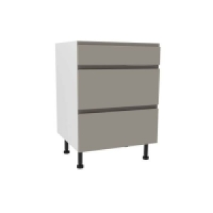 Yes Handleless Cashmere Gloss 600mm 3 Drawer Premium Unit