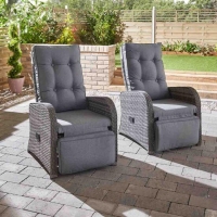 RobertDyas  Monaco 2pc Rattan Effect Deluxe Reclining Chair Set