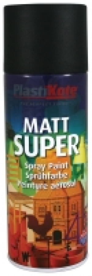 Plastikote Super Spray Paint - Matt Black 400ml 445684