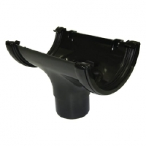 FloPlast 112mm Round Line Gutter Running Outlet - Black
