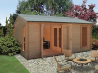 Wickes  Shire Firestone 14 x 15ft 3 Room Double Door Log Cabin with 