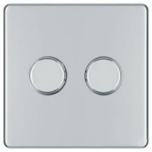 Wickes  BG 400W Screwless Flat Plate Double Dimmer Switch, 2-Way Pus