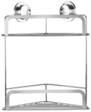Croydex Chrome Stick & Lock 2 Tier Corner Storage Basket - 2