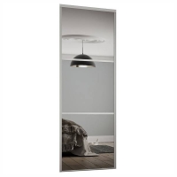 Homebase Steel & Glass Linear Sliding Wardrobe Door 3 Panel Mirror with Silver Fram