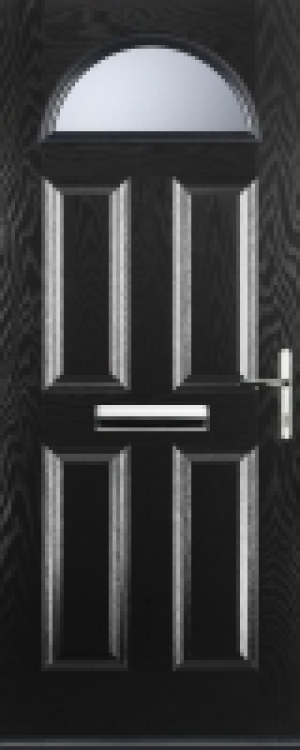 Euramax 4 Panel 1 Arch Left Hand Black Composite Door - 920