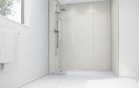 Wickes  Mermaid White Gloss Laminate Single Shower Panel 2400mm x 12