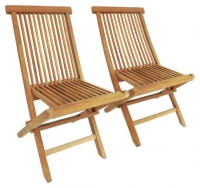 Wickes  Charles Bentley Pair of Teak Wooden Folding Garden Chairs