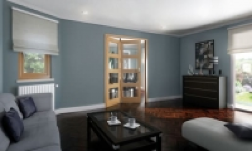 Wickes Ashton Internal Folding Door Oak Veneer Glazed 4 Lite