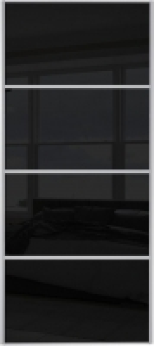 Wickes  Spacepro Sliding Wardrobe Door Silver Framed Four Panel Blac