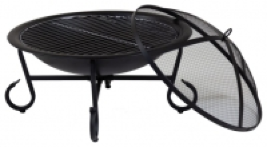 Charles Bentley 56cm Round Open Bowl Outdoor Fire Pit - Blac