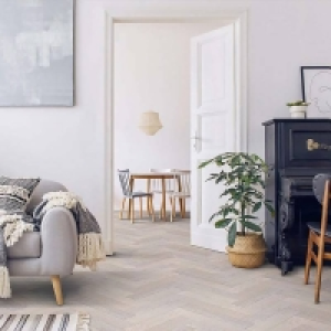 Homebase Bathroom, Bedroom, Kitchen, Living Herringbone Parquet 14x90mm Ivory White Oak Lacquered Engine