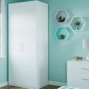 Self Assembly Required Fitted Bedroom Slab Double Wardrobe - White