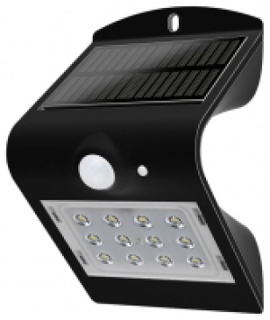 Solar Guardian PIR Black IP65 1.5W 200LM 4000K Wall Light