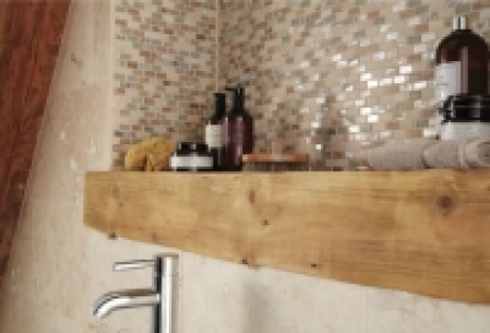 Wickes Cream Pearl Glass Stone & Metal Mini Brick Mosaic Til