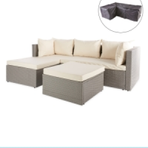 Cream Rattan Corner Sofa & Cover £299.98