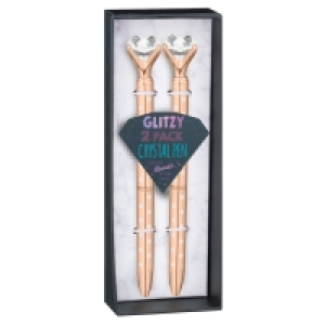 Glitzy Crystal Pen 2pk - Rose Gold